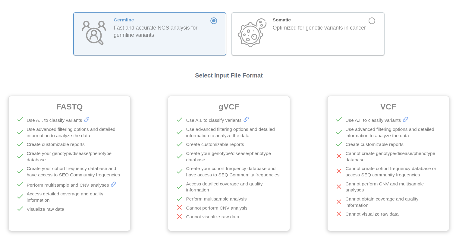Germline upload page